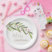 ブランチベリーオンホワイトクリスマス ペーパープレート (パーティー)