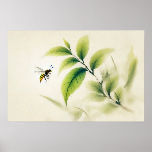 ブランチポスタ中国のー上のインクホーネット ポスター (正面)