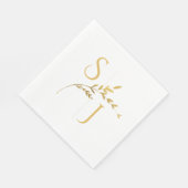 ブランチミニマリストホワイトおよびモダン金ゴールド結婚ズ スタンダードランチョンナプキン (角)