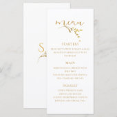 ブランチミニマリストホワイトおよびモダン金ゴールド結婚ズ メニュー (正面/裏面)