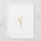 ブランチミニマリストホワイトおよびモダン金ゴールド結婚ズ 招待状 (裏面)