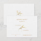 ブランチミニマリストホワイトと金ゴールド結婚ズ 出欠カード (正面/裏面)