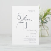 ブランチミニマリスト白とシルバー結婚ズ 招待状 (スタンド正面)