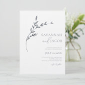 ブランチミニマリスト白離れ銀製結婚品 招待状 (スタンド正面)