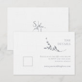 ブランチミニマリスト白&シルバー結婚のエンクロージャ 出欠カード (正面/裏面)