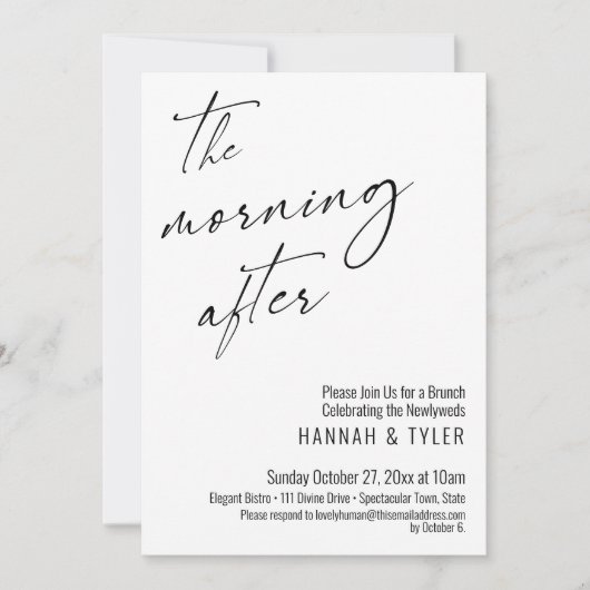 ブランチモダンの後の朝にスクリプ結婚トする 招待状 (正面)