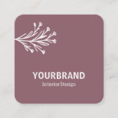 ブランチモダンインテリアデザインほこりっぽいピンク薄紫 スクエア名刺 (正面)