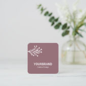ブランチモダンインテリアデザインほこりっぽいピンク薄紫 スクエア名刺 (スタンド正面)