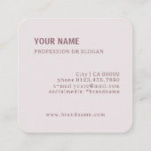 ブランチモダンインテリアデザインほこりっぽいピンク薄紫 スクエア名刺 (裏面)