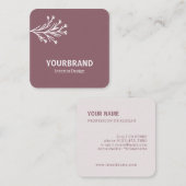 ブランチモダンインテリアデザインほこりっぽいピンク薄紫 スクエア名刺 (正面/裏面)