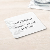 ブランチモダングレイ白黒 スクエアペーパーコースター (アングル)