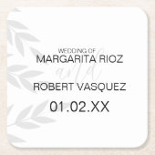 ブランチモダングレイ白黒 スクエアペーパーコースター (正面)