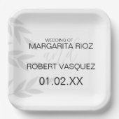 ブランチモダングレイ白黒 ペーパープレート (正面)