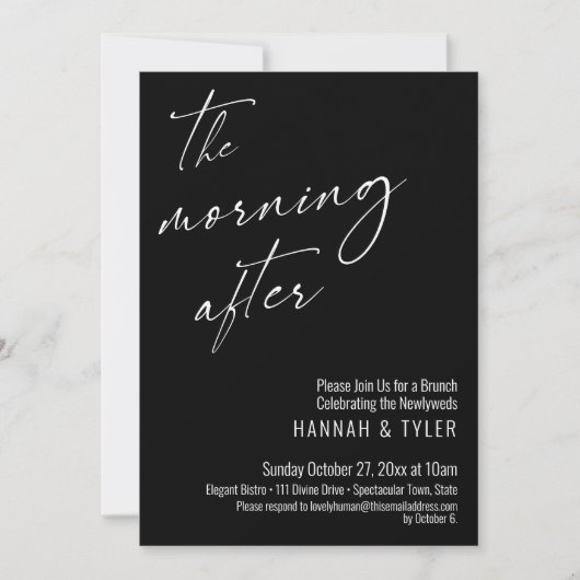 ブランチモダンブラック後の朝のスクリプト 招待状 (正面)
