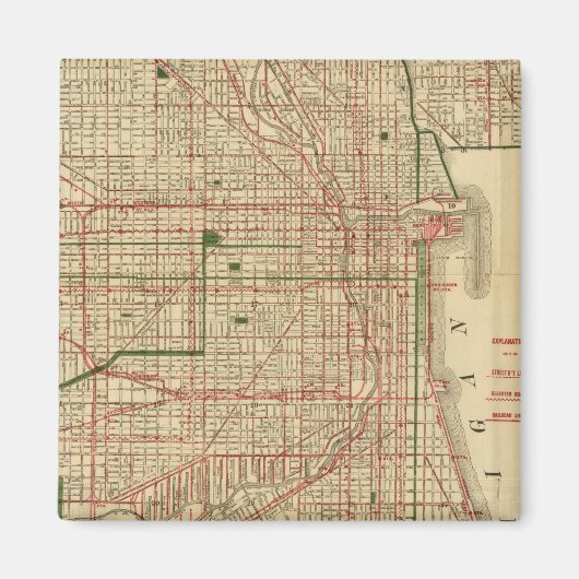ブランチャードのシカゴの地図 マグネット (正面)