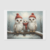 ブランチ上のバームフクロウ幸せなクリスマスファミリー 薄葉紙 (正面)