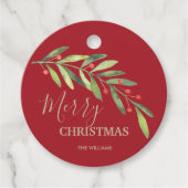 ブランチ上の果実オンレッドメリークリスマスラウンド フェイバータグ (正面)