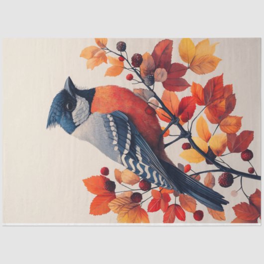 ブランチ上の鳥の紅葉の分離 薄葉紙 (正面)