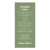 ブランチ付きバラ花セージ結婚式プログラム ラックカード (裏面)