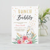 ブランチ及び快活なブライダルシャワーのピンクの金ゴールドシャンペン 招待状 (スタンド正面)