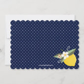 ブランチ及び快活なレモン金ゴールドの濃紺のブライダルシャワー 招待状 (裏面)