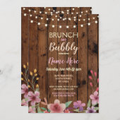 ブランチ及び快活なヴィンテージの花のブライダルシャワー木 招待状 (正面/裏面)