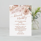 ブランチ及び泡状バラ金箔ブライダルシャワー 箔招待状 (立ち正面)