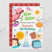 ブランチ朝食の招待状。子供の誕生日 招待状 (正面/裏面)