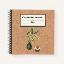 ブランチ構成上のアボカドパーソナライズされたー ノートブック