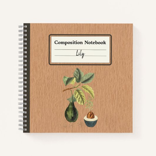 ブランチ構成上のアボカドパーソナライズされたー ノートブック (正面)