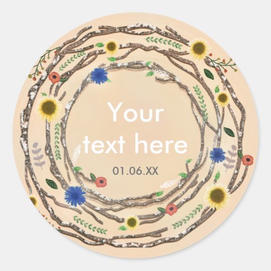 ブランチ素朴フローラヴィンテージ春シール ラウンドシール (正面)