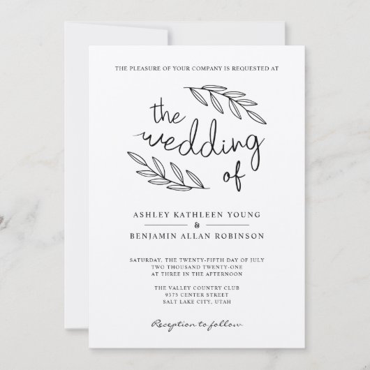 ブランチ素朴結婚式招待状 招待状 (正面)