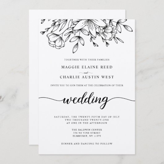 ブランチ素朴結婚式招待状 招待状 (正面/裏面)