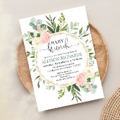 ブランチ赤ちゃんシャワー女の子,ユーカリのピンク金ゴールド 招待状