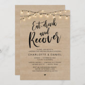 ブランチ食べの後の朝、飲み物と回復 招待状 (正面/裏面)