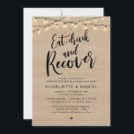 ブランチ食べの後の朝、飲み物と回復 招待状<br><div class="desc">結婚式の後にブランチお祝いの後で幸せに計画を？この「飲み物と回復食べ」をラステックなスクリプトデザイン（コテージ茶の木、文字列のライトの背景）をテーマにしたテーマで、お客様の最愛のゲストを招待状し、日付、時刻、会場、RSVP詳細。</div>