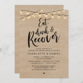 ブランチ食べの後の朝、飲み物と回復 招待状 (正面/裏面)