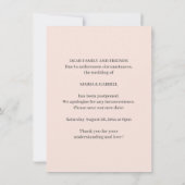 ブランチ オリーブ。モダンでシンプルなピンクの結婚式 変更 セーブザデート (裏面)