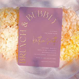 ブランチ&バブリーはっきりしたフローラアーチブライダルシャワー 箔招待状