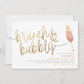 ブランチ&バブリーウォーターカラーシャンパンブライダルシャワー 招待状 (正面)