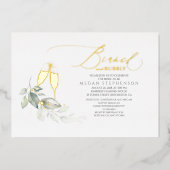 ブランチ&バブリーエレガントグリーンブライダルシャワー 箔招待状 (正面)