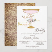 ブランチ&バブリーガラス、グリッターブライダルシャワー 招待状 (正面/裏面)