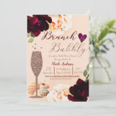 ブランチ&バブリーシャンパンピーチ金ゴールドブライダルシャワー 招待状 (スタンド正面)