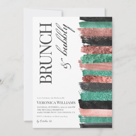 ブランチ&バブリーバラ金ゴールドブライダルシャワー招待 招待状 (正面)