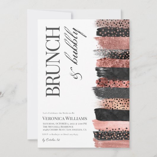 ブランチ&バブリーバラ金ゴールドブライダルシャワー招待 招待状 (正面)