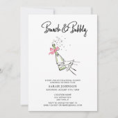 ブランチ&バブリーピンクボウシャンパンブライダルシャワー 招待状 (正面)