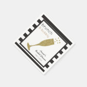 ブランチ&バブリーフェイク金ゴールドグリッター&ブラックドリンク スタンダードカクテルナプキン (角)