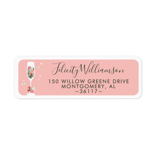 ブランチ&バブリーフローラシャンパンワイングラス ラベル (正面)