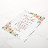 ブランチ&バブリーフローラバラ金ゴールドブライダルシャワー 箔招待状 (回転した状態)