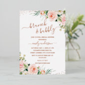 ブランチ&バブリーフローラバラ金ゴールドブライダルシャワー 箔招待状 (立ち正面)